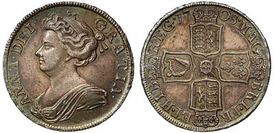 Anne 1708 silver Halfcrown. Anne (1702-14), silver Post-Union Halfcrown, 1708, second draped 