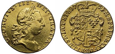 George III 1764 gold Guinea, second head. George III (1760-1820), gold Guinea, 1764, second 