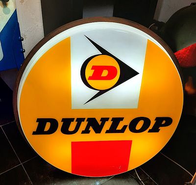 DUNLOP - Insegna luminosa DUNLOP diametro 90cm. Bellissima insegna luminosa Dunlop in plastica e 