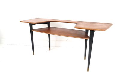 Tingstr&ouml;ms Valdemarsvik Mid-Century Teak Two-Tiered Side Table. This is a Mid-Century Modern 