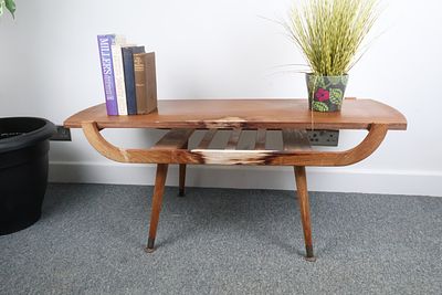 Mid-Century Modern Reversible-Top Coffee Table w Magazine Shelf, Unique Design