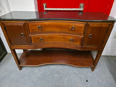 ThomasVille Sideboard - Marble Top. A single wooden sideboard/console featuring a transitional 