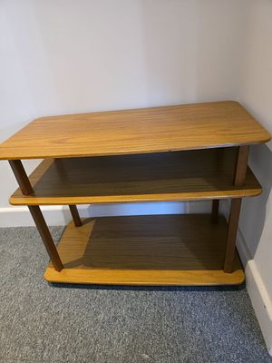 Vintage 3-Tier Wooden Shelving Unit on Castors Retro Storage Table