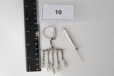 French Silver Chatelaine Circa 1865 and Silver Retractable Attachable Toothpick (925 Sterling). F 