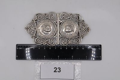 Impressive Victorian Solid Silver Belt Buckle Featuring Cherub Design & Birmingham Assay Marks 1897