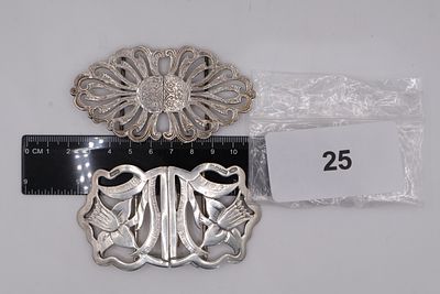 Pair of Solid Silver Nurses Belt Buckles, Birmingham Assay Marks 1988 & 1993. Pair of late 20th 