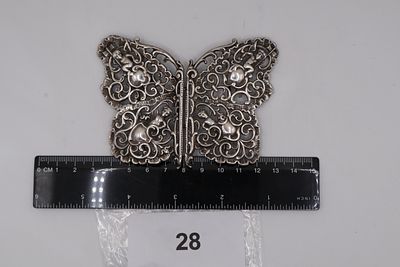 Very nice Late 20th Century Solid Silver Nurses Belt Buckle in the Form of a Butterfly with 