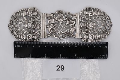 Exquisite Three Section Victorian Articulated Ward Sisters Solid Silver Belt Buckle - London 