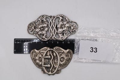 A Solid Silver Victorian Nurses Belt Buckle with Birmingham Assay Marks 1900, Featuring Dual 