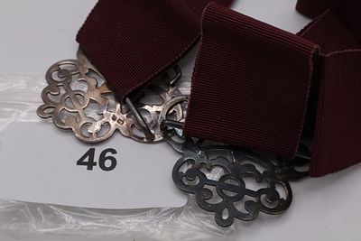 Solid Silver Ward Sisters Belt Buckle Complete with Original Elasticated Belt - Birmigham Assay 