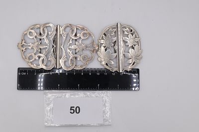 Two Quality Edwardian Solid Silver Nurses Belt Buckles - Birmingham Assay Marks 1902 and 1905. A 