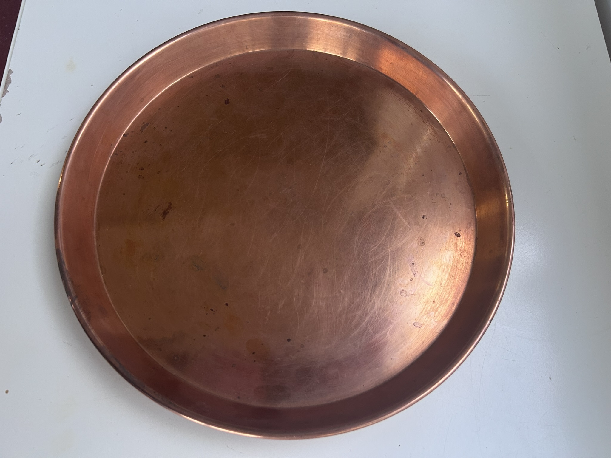 Solid heavy copper tray - approx 30cm diameter