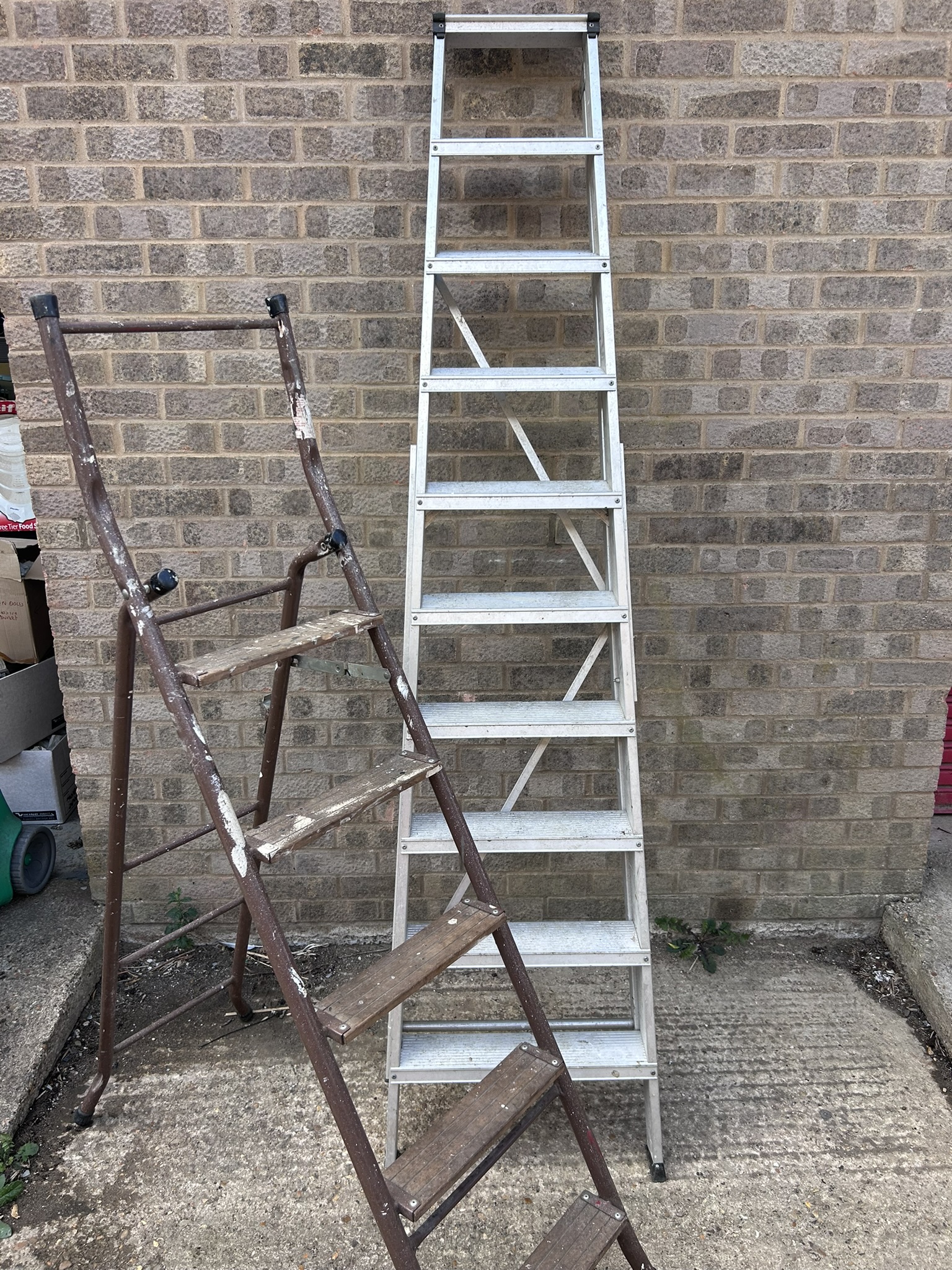 Professional Aluminium swing back Builders Ladders and one other folding pair