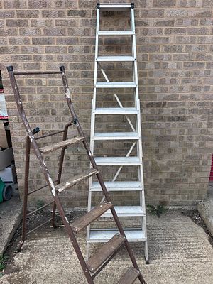 Professional Aluminium swing back Builders Ladders and one other folding pair