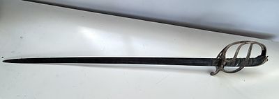 A British Pattern 1821 or 1827 Light Cavalry Officer's Sword featuring a steel three-bar hilt 
