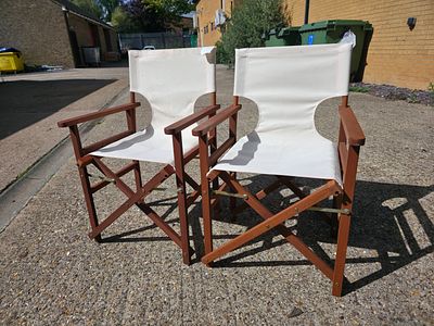 Pair of Folding Wooden Directors Chairs