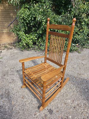 Vintage American Style Wooden Slat Rocking Chair