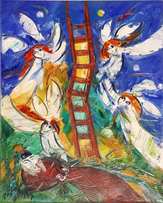 בן אברם - חלום יעקב. שמן על בד. 40X30 ס"מ.