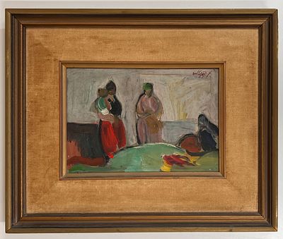 משה רוזנטליס (1922-2008) - דמויות. שמן על לוח.
חתום.
ממוסגר.