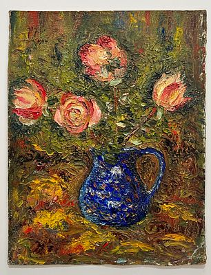 נחום קוק (1908-1978) - פרחים. שמן על קרטון.
חתום.
מתוארך.