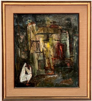 Bracha Benjamini (1891-1993) - Alley in the Old City. Oil on canvas. 
Hand signed. 
Framed. 
Signs 