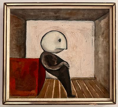 Shlomo Schwartz (Israeli - Romanian, b. 1934) - Figure in a Room. Oil on canvas.
Hand signed. 
Framed.