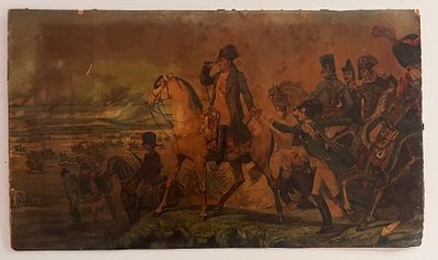 Unidentified artist - Napoleon Bonaparte on the Battlefield. Print on paper attached to cardboard. 