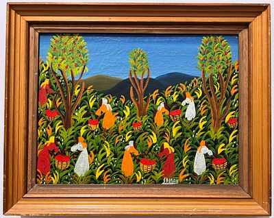 Sanon - יום קטיף. שמן על בד. 
חתום. 
ממוסגר