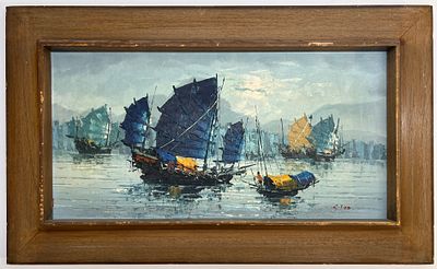 Sico - סירות. שמן על בד. 
חתום. 
ממוסגר.