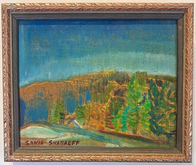 Sonia Shabaeff (Russian - Canadian, 1886-1958) - נוף. שמן על לוח. 
חתום. 
ממוסגר.