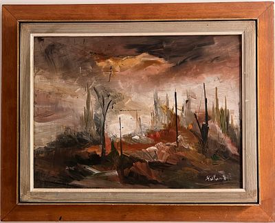 Zoltan Perlmutter (Romanian / Hungarian - Israeli - German, 1922-2003) - Mountain range. Oil on 