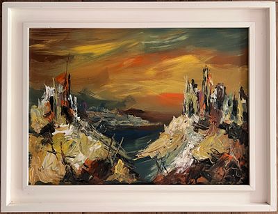 Shraga - Landscape. Oil on canvas. 
Hand signed. 
Framed.
