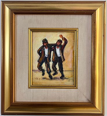 S. Uri - Hasidic Dance. Oil on canvas. 
Hand signed. 
Framed.