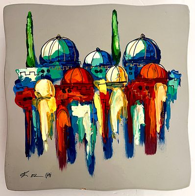 Oz El Hai (b. 1976) - Jerusalem. Mixed media on board. 
Signed. 
Accompanied by a certificate of 