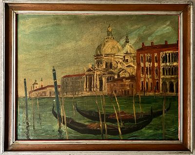 אמן לא מזוהה - נוף אירופאי. שמן על לוח. 
חתום. 
ממוסגר. 
איסוף עצמי.