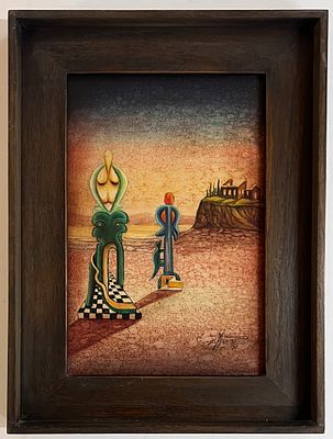 בייניש מינינברג (ישראל, 1903 - 1996) - סוריאליסטי. שמן על בד. 
חתום. 
ממוסגר.