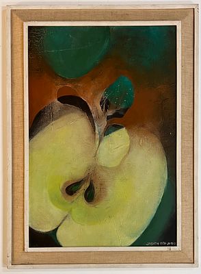 יהודית אשר (נ.1937) - ליבת התפוח. שמן על בד. 
חתום. 
מתוארך. 
ממוסגר. 
סימני גיל.