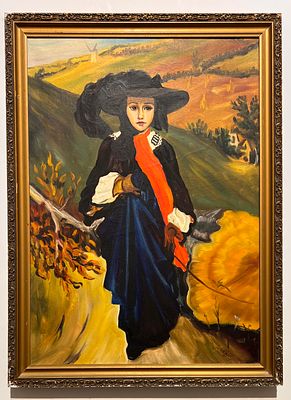 אמן לא מזוהה - Miss May Sartoris.
(After Frederic Leighton). שמן על בד. 
חתום. 
ממוסגר.