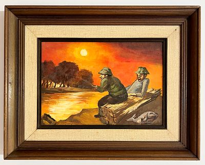 יוסל קפקא - הדייגים. שמן על לוח. 
חתום. 
ממוסגר.