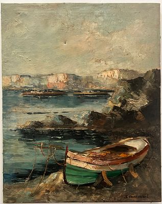 Samuel Ovadiahu (Obodowski) (Israeli - Ukrainian, 1892–1963) - By the Shore. Oil on canvas. 
Hand 