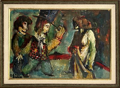 Gershon Rennert (Israeli - German, 1929-2010) - Figures. Oil on board. 
Hand signed. 
Framed.