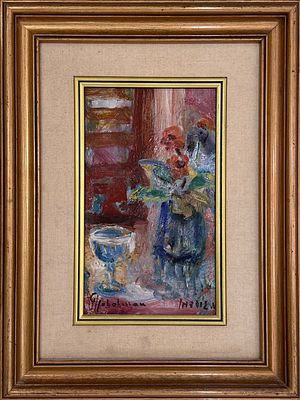 Albert Goldman (Israeli, 1922-2011) - Flowers. Oil on board. 
Hand signed. 
Framed.