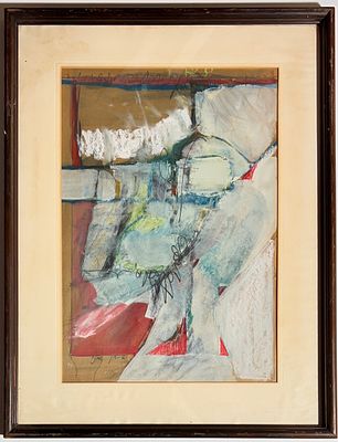 Shimon Avny (Israeli, born France 1932) - Abstract. Mixed media on paper. 
Hand signed. 
Framed.
