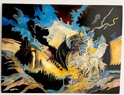Eddie Goldstein (b. 1945) - סוריאליסטי. שמן על לוח. 
חתום.