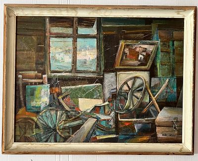 Baruch Elihai (b. 1939) - פנים חדר. שמן על בד. 
חתום. 
ממוסגר.