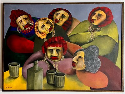 Dov Paz (b. 1947) - Big artwork. 
Oil on canvas. 
Hand signed. 
Dated. 
Framed.