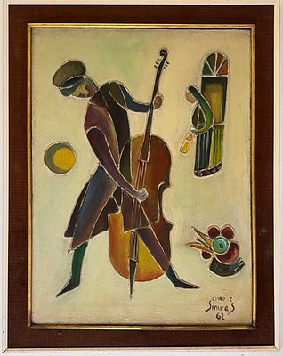 Shaul Samira (Israeli - American, 1939-2017) - Player by Window. Oil on canvas. 
Hand signed. 