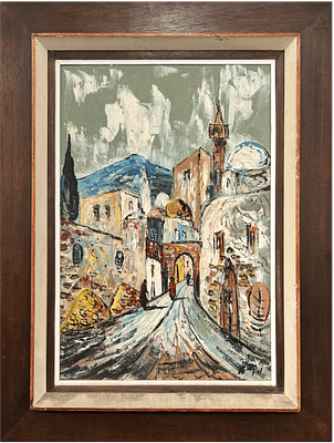 Nikola Kovac - Alley in the Old City. Oil on canvas. 
Hand signed. 
Framed.