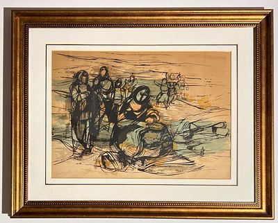 רות שלוס (1922-2013) - דמויות. ליטוגרפיה. 
חתומה. 
ממוספרת. 
ממוסגרת במסגרת איכותית.