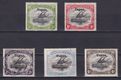 Папуа 1906, SG #9-13, mh/used 270&pound;, часть серии . Папуа 1906, SG #9-13, mh/used 270&pound;, часть серии